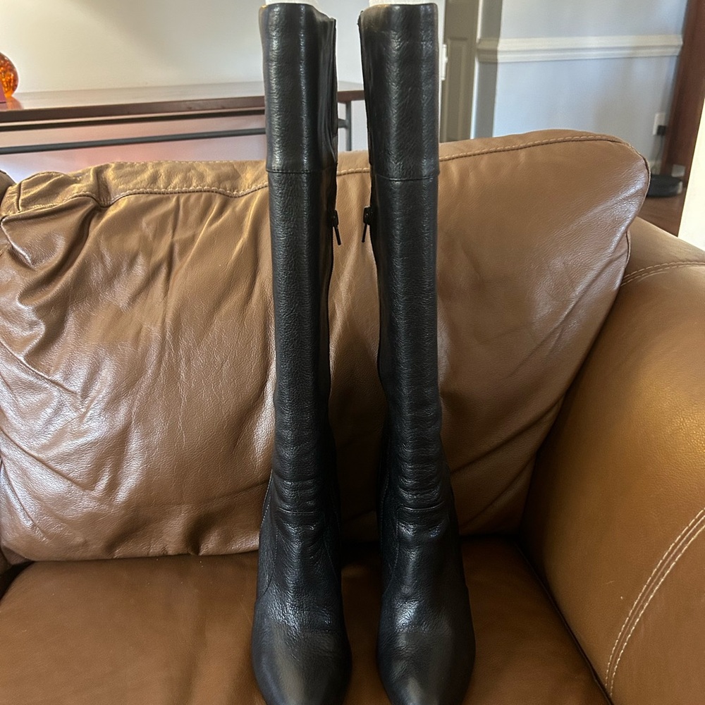Banana Republic Black Leather Heeled Boots